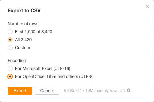 Export to CSV - UTF-8